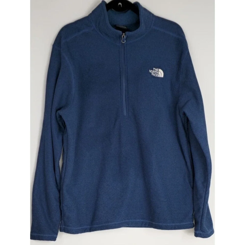 The North Face Men Blue 1/4 Zip Pullover Sweatshirt Size Xl